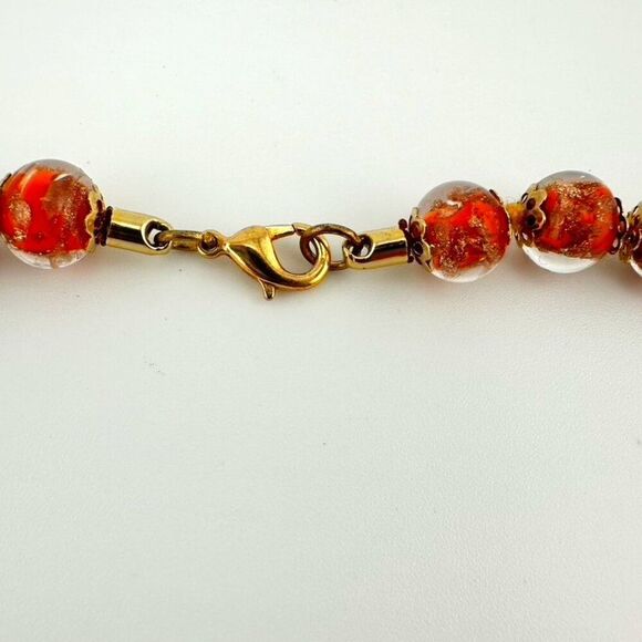 Vintage or Vtg style Murano Italian Art Glass Bead Necklace Orange 24“ - Picture 6 of 6